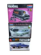 Three Plastic Classic Car Model Kits - Two Monogram and One AMT