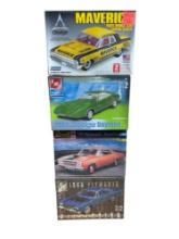 Four Classic Car Plastic Model Cars by Various Makers - Dodge and Plymouth