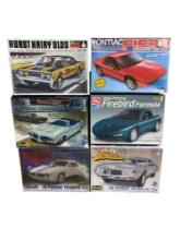 Group of Six Plastic Model Kits - Revell, AMT, Monogram, MPC Classic Cars