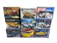 Group of Nine Plastic Model Kits - Revell, AMT and Other Makers Classic Cars