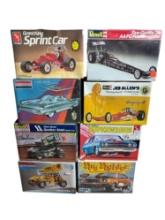 Group of Eight Plastic Model Kits - Revell, Monogram, AMT and More Makers Classic and Race Cars