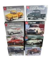 Group of Eight Plastic Model Kits - Revell and AMT Mostly Classic Pickup Trucks