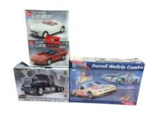 Group of Four Plastic Model Kits - AMT and Revell Classic Cars and Semi