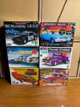 Group of Six Plastic Model Kits - Monogram, AMT and Others Classic Cars