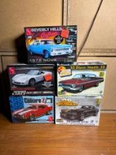 Group of Five Plastic Model Kits - Revell and AMT Classic Cars