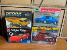 Four Plastic Model Kits Various Maker Classic Cars