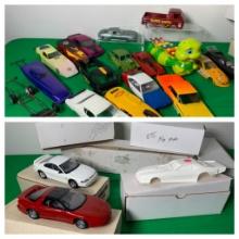 Large Group of Slot Cars, Bodies and Parts