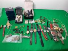Group of Vintage and Newer Watches, Lighters, Rings, Jewelry and More