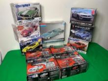 Group of Eleven Plastic Model Kits by Revell, AMT, Monogram Classic Cars