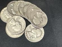 Silver Washington Quarters bid x 10