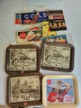 Coca cola tip trays, paper advertising and post cards