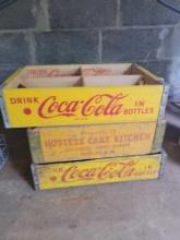 Early Hostess Cake and Coca-Cola crate along with modern reproduction crate