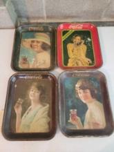 4 Vintage Coca-Cola trays, 2 dated 1921 and 1930