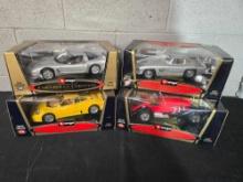 4 Burago Special & Gold Collection 1/18 Scale Diecast Cars