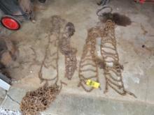 Lot of assorted lawn tractor tire chains