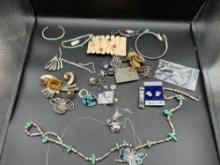 assorted sterling and costume jewelry