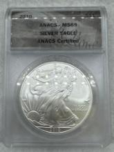 2010 Graded American Silver Eagle .999 Silver MS69