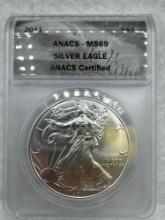 2011 Graded American Silver Eagle .999 Silver MS69