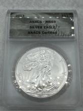 2013 Graded American Silver Eagle .999 Silver MS69
