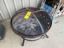 Metal Firepit with yard chairs
