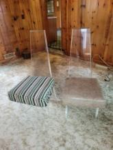 Pair of MCM vintage lucite dining chairs