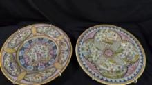 Pair of Hand Painted Ceramic Chargers Platters