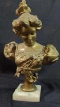 Spelter Bust French Figural Lady 19th Century appearance