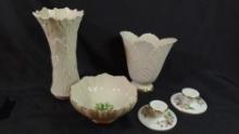 Lenox Vases, Lenox Holly Bowl & Wedgewood Candle Holders