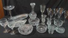 Large lot of clear glass & crystal bowls stemware compote and more