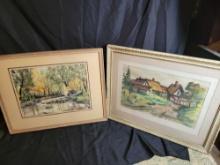 Ida Brucker and Hodo Dielman framed original watercolors
