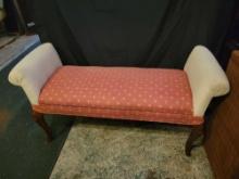 Vintage upholstered bedroom bench with upholstered arms