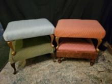 4 Assorted vintage stools, 3 metal legs and 1 wood frame