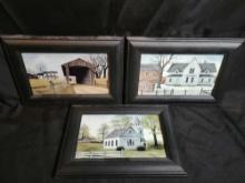 Set of 3 Billy Jacob framed farm scene prints