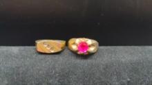 Two 14k Yellow and rose gold rings