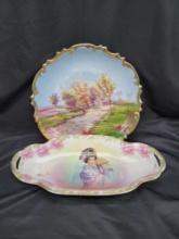 Antique LS & S Austria and J&C Louise Bavaria handpainted plates