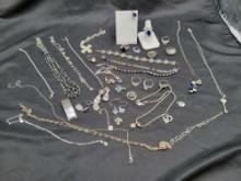 Large sterling jewelry lot, gemstones and sets
