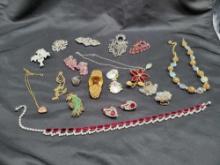 Assorted antique jewelry some sterling, Gorgeous Kramer Collar set