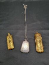 Early Victorian antique perfumes and needle case, all Sterling