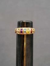 10K Gold multi gemstone ring size 9, 3.5g