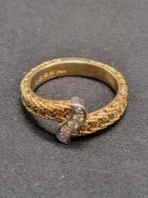 14K Diamond custom made ring, size 7, 4.62g