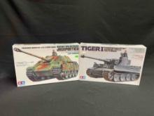 2 Tamiya Sealed Tank Model Kits - German Jagdpanther and Tiger 1