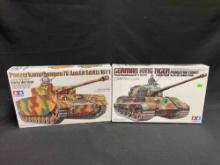 2 Tamiya Sealed Tank Model Kits - Panzerkampwagon and German King Tiger