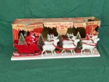 Vintage Irwin Plastic Santa's Reindeer display