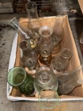 oil lamps, stemware, glassware 2 boxes