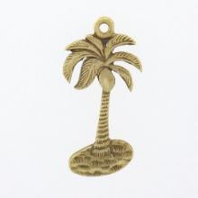 Vintage 14K Gold Detailed Tropical Palm Tree Collectible Flat Charm Pendant