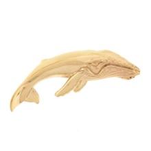 Kabana 14K Yellow Gold Polished & Textured Work Humpback Blue Whale Brooch Pin