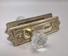 Vintage Brass And Crystal Door Knob