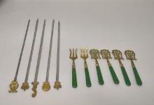 Vintage Brass Toasting Forks And Skewers