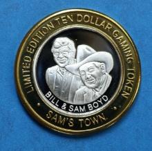 Sam's Town Casino 999 Fine Silver Token Coin 25th Anniversary Bill & Sam Boyd