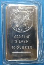 10 Oz 999 Fine Silver Bullion Bar Sunshine Minting